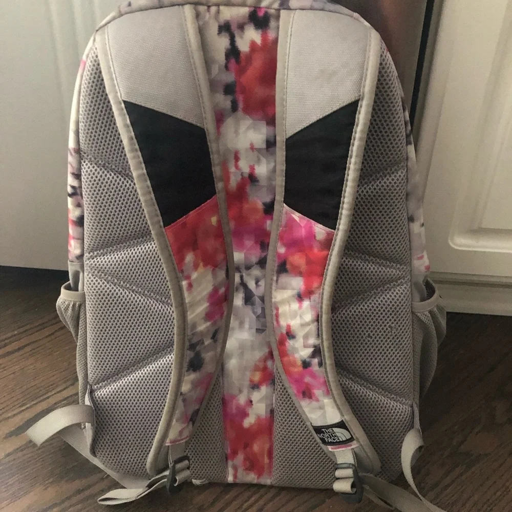 The North Face Pink Orange and Gray Floral Print Backpack